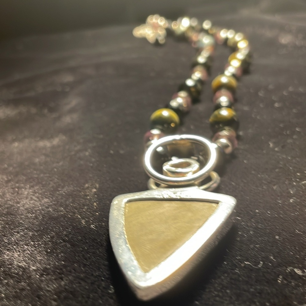Charles Albert Sterling silver necklace tricolor with pendant. - Picture 2 of 4